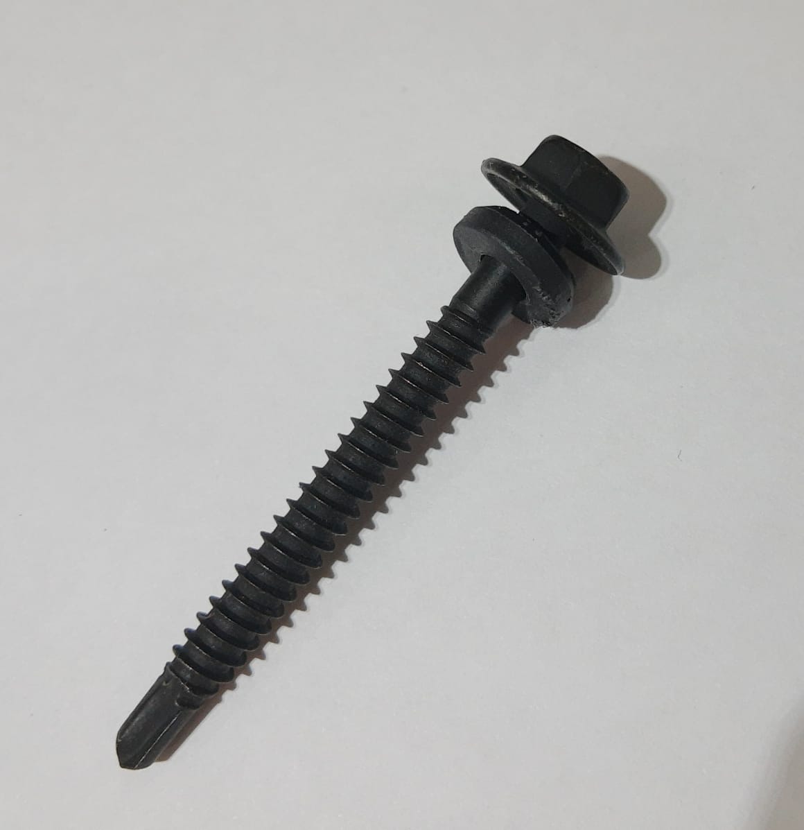 Tornillo Hexagonal Punta Mecha 14 x 2" Negro C/Arandela De Goma TEL x 50 unidades