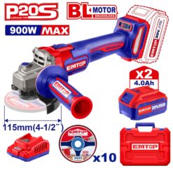 Amoladora Angular 4 ½" 115 MM 20V - ELAG211542-4 - EMTOP