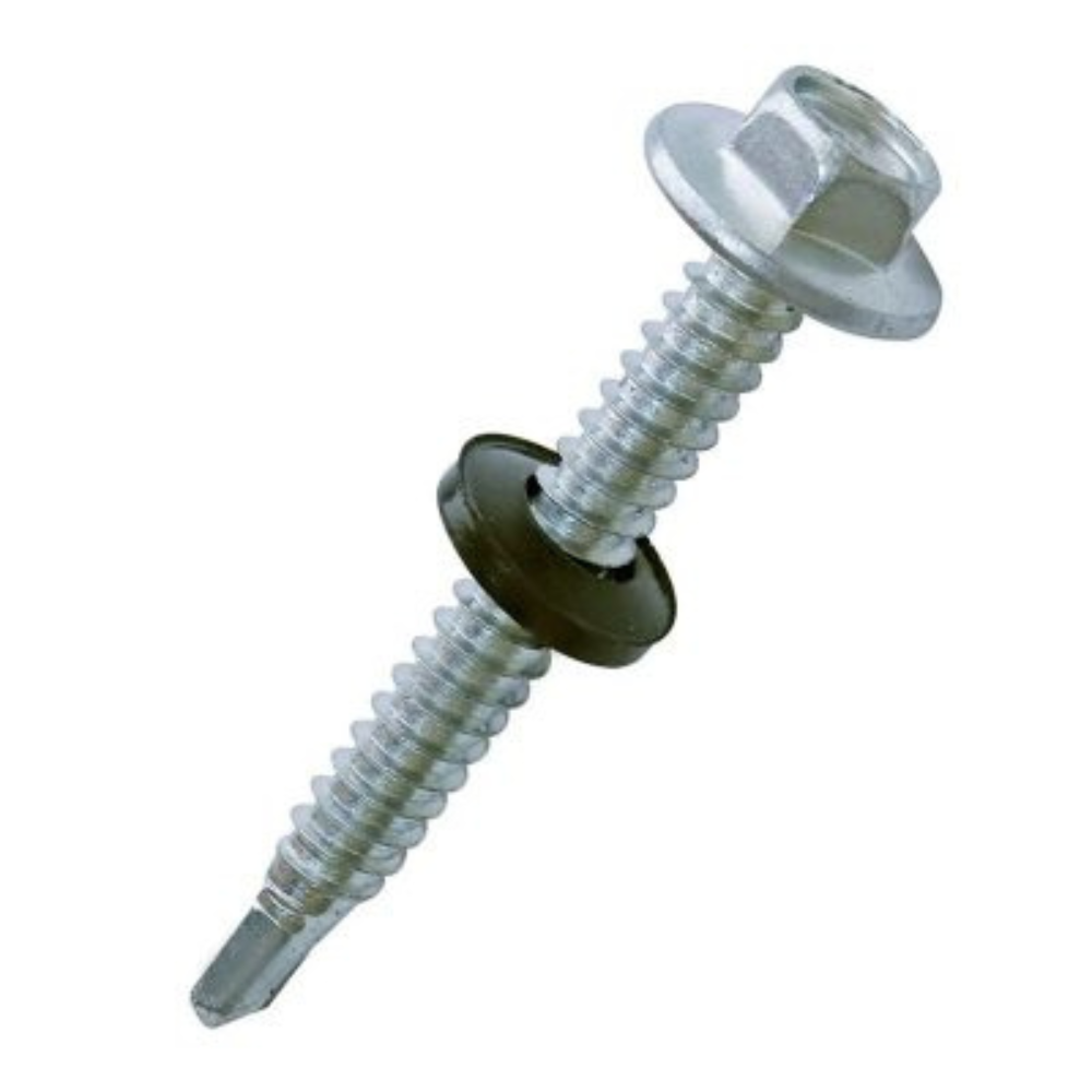 Tornillo Hexagonal Punta Mecha 14 x 2" C/Arandela De Goma TEL x 50 unidades