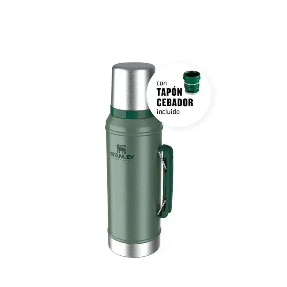 Termo Clasico 950 ml Verde C/Manija Y Tapa Cebadora - Stanley