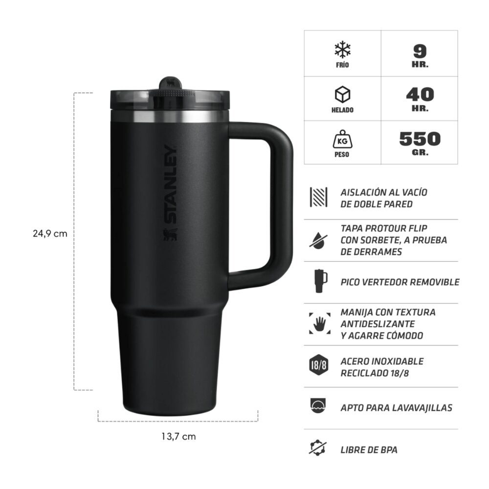 Vaso Quencher Protour 887 ml Black - Stanley - Imagen 2